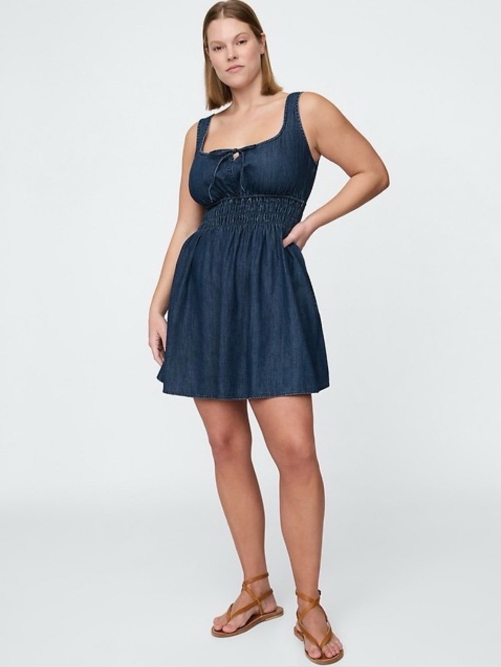 GAP Denim Blue Strapless Sundress with Wide Straps